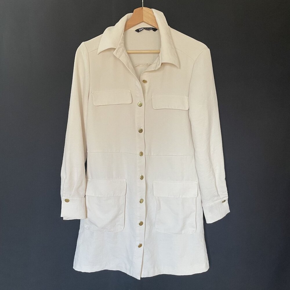 Zara Cream Long Sleeve Dress